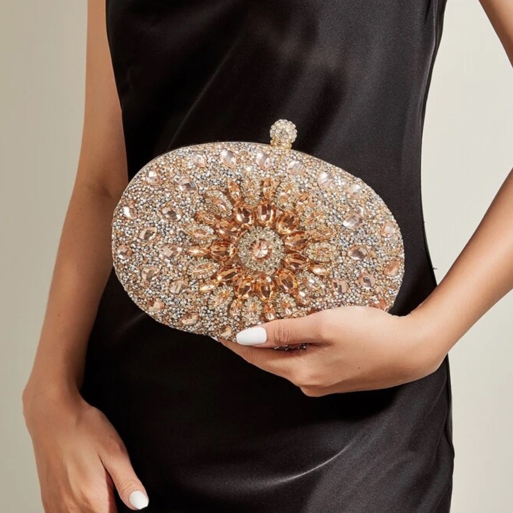 Elegant Gold Crystal Clutch